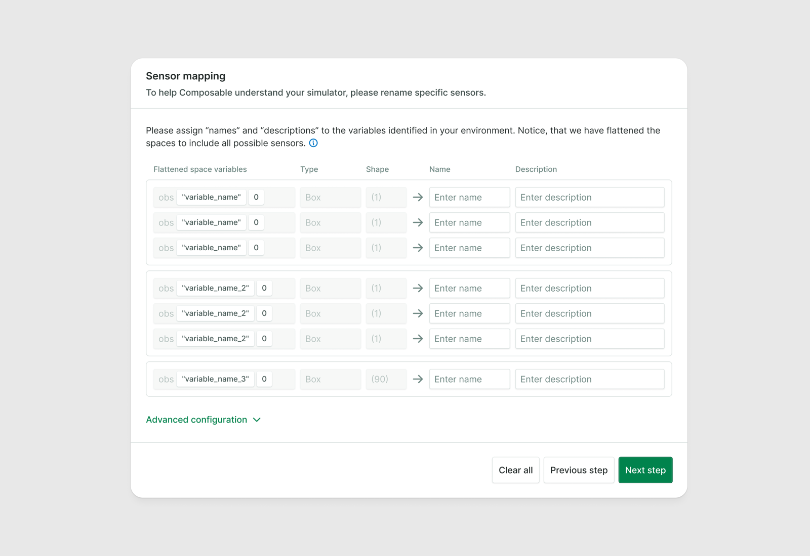 Composabl platform screen