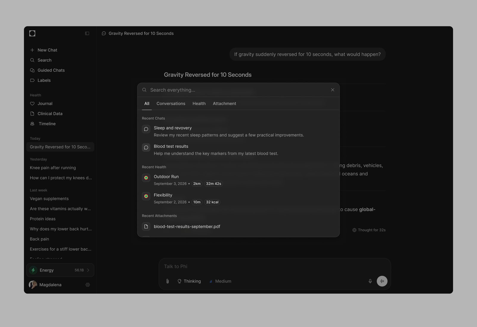 Phi Health AI web screen