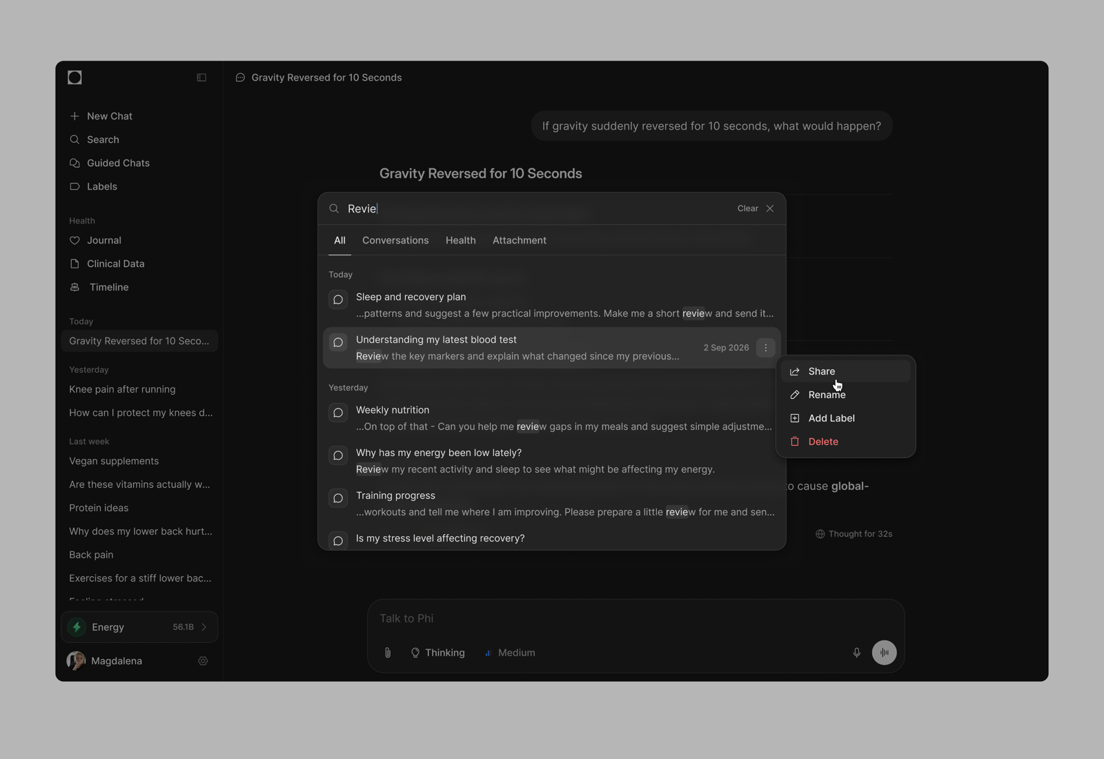 Phi Health AI web screen